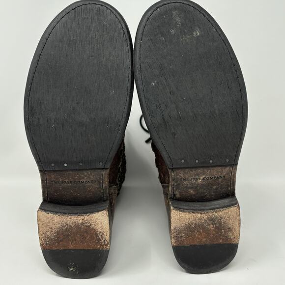 Frye Jenna Disc Dark Brown Studded Lace Up Distressed Leather Boots Size 8 B - Picture 5 of 11